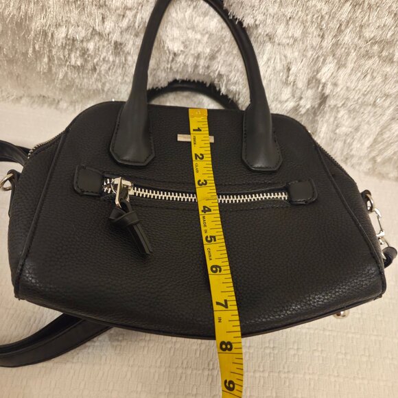 David Jones Black Pebbled Faux-Leather Satchel Crossbody Handbag - Picture 12 of 16